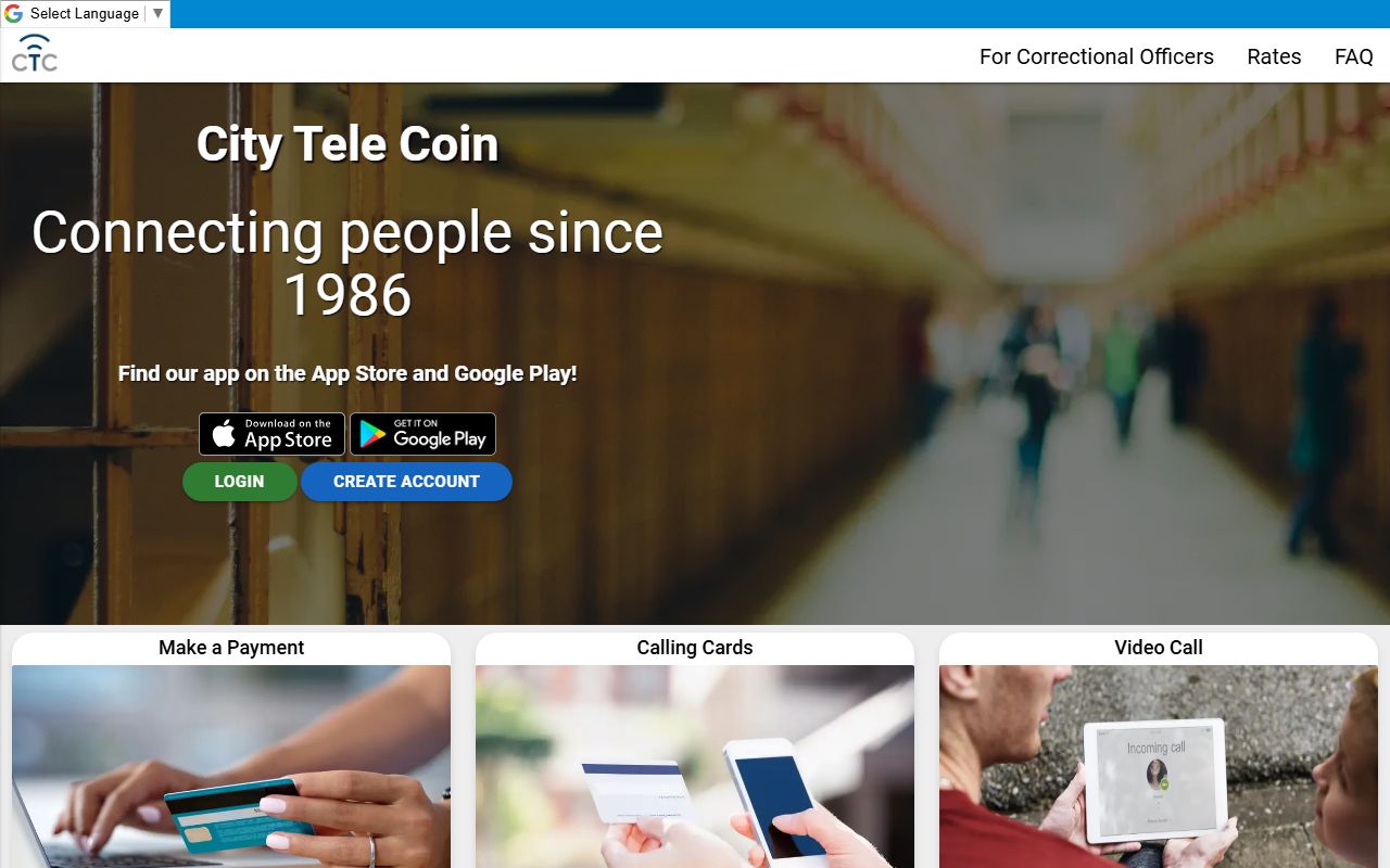 CityTeleCoin vendor page linked by Montgomery County Sheriff's Office for phone time, text messages, and video calls